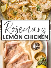 This easy Lemon Rosemary Chicken recipe uses simple ingredients and takes just 30 minutes, but tastes like a gourmet meal. Bright citrus and fresh rosemary complement each other perfectly, and a simple pan sauce brings it all together.