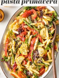 This fresh take on Pasta Primavera is loaded with tender-crisp veggies and finished with a light drizzle of lemon and herbs. Ready in less than 30 minutes, and it makes a terrific main dish or side for sharing.