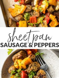 Juicy chicken sausage, crisp veggies, sweet shallots, and a simple dash of Italian seasoning makes this Sheet Pan Sausage and Peppers a quick, healthy dinner everyone will love. Try serving with hoagie rolls or over couscous or your favorite greens.