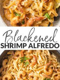 Blackened Shrimp Alfredo is a home-run dish with pan-fried shrimp and tender pasta swimming in a simple yet irresistible cream sauce. You can easily control the heat and have this impressive meal on the table in 30 minutes.