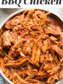 This Crockpot BBQ Chicken is so flavorful, with a sweet and tangy sauce, yet incredibly easy to make in your slow cooker with a few simple ingredients. Rely on this recipe for delicious pulled chicken that is perfect for family dinners or any party, potluck, or picnic.