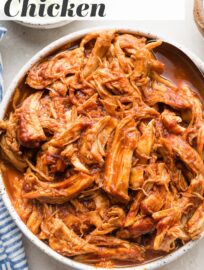 This Crockpot BBQ Chicken is so flavorful, with a sweet and tangy sauce, yet incredibly easy to make in your slow cooker with a few simple ingredients. Rely on this recipe for delicious pulled chicken that is perfect for family dinners or any party, potluck, or picnic.