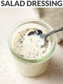 This sweet and tangy Honey Poppy Seed Dressing is the perfect accompaniment to all your salads, all year long. It's creamy yet light, thanks to a Greek yogurt base.