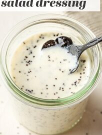 This sweet and tangy Honey Poppy Seed Dressing is the perfect accompaniment to all your salads, all year long. It's creamy yet light, thanks to a Greek yogurt base.