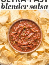 Who wants the best Blender Salsa!? YOU! This is crazy easy to make and perfectly matches the smooth, slightly spicy salsa you love at Mexican restaurants.