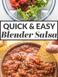 Who wants the best Blender Salsa!? YOU! This is crazy easy to make and perfectly matches the smooth, slightly spicy salsa you love at Mexican restaurants.