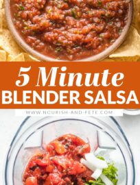 Who wants the best Blender Salsa!? YOU! This is crazy easy to make and perfectly matches the smooth, slightly spicy salsa you love at Mexican restaurants.