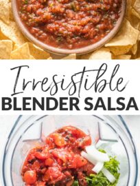 Who wants the best Blender Salsa!? YOU! This is crazy easy to make and perfectly matches the smooth, slightly spicy salsa you love at Mexican restaurants.