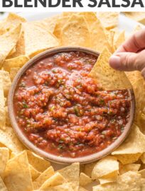 Who wants the best Blender Salsa!? YOU! This is crazy easy to make and perfectly matches the smooth, slightly spicy salsa you love at Mexican restaurants.