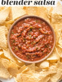 Who wants the best Blender Salsa!? YOU! This is crazy easy to make and perfectly matches the smooth, slightly spicy salsa you love at Mexican restaurants.