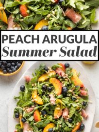 This Peach Arugula Salad is a summer stunner that feels elegant but comes together in no time, perfect for a nice dinner or entertaining!