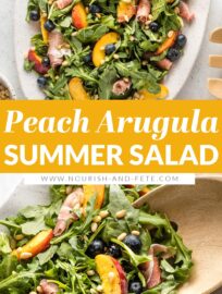 This Peach Arugula Salad is a summer stunner that feels elegant but comes together in no time, perfect for a nice dinner or entertaining!