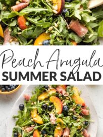 This Peach Arugula Salad is a summer stunner that feels elegant but comes together in no time, perfect for a nice dinner or entertaining!