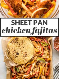 Nothing beats these sheet pan chicken fajitas when you need a simple dinner that makes everyone happy! Tender chicken, flavorful veggies!