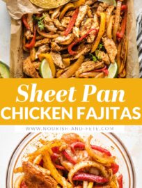 Nothing beats these sheet pan chicken fajitas when you need a simple dinner that makes everyone happy! Tender chicken, flavorful veggies!