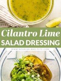 This light and tangy Cilantro Lime Dressing is perfect for dressing up your favorite taco or Southwest-style salad and makes a delicious marinade for chicken or shrimp. Super simple to make in 5 minutes.