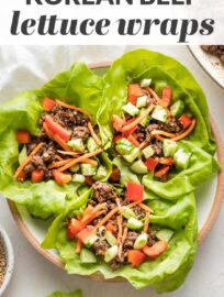 Use ground beef to make these Korean Beef Lettuce Wraps in less than 20 minutes! Delicious, healthy, easy to make; great for meal prep, too!