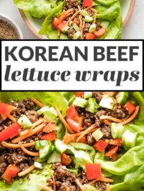 Use ground beef to make these Korean Beef Lettuce Wraps in less than 20 minutes! Delicious, healthy, easy to make; great for meal prep, too!