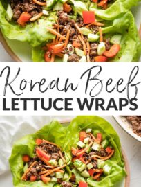 Use ground beef to make these Korean Beef Lettuce Wraps in less than 20 minutes! Delicious, healthy, easy to make; great for meal prep, too!