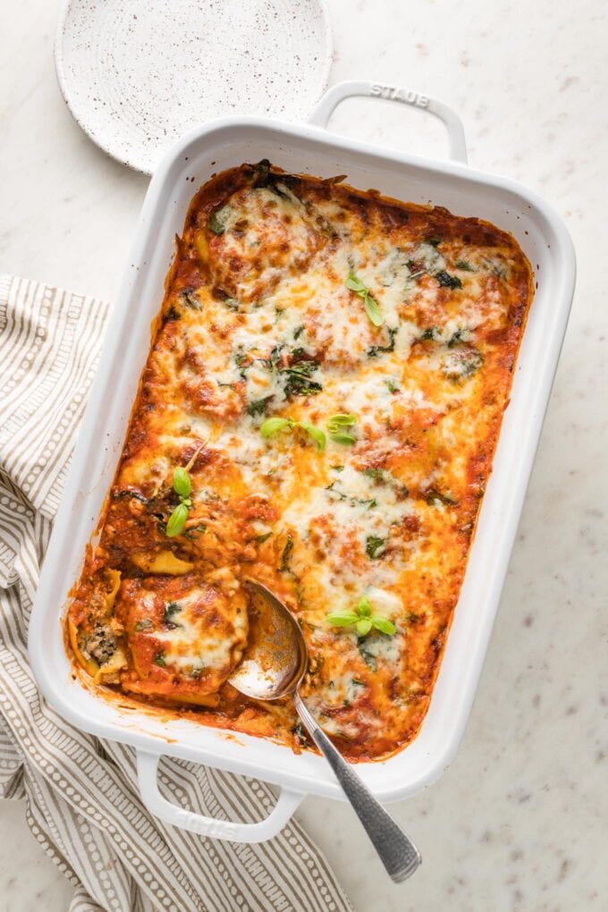 Baked ravioli just out of the oven.