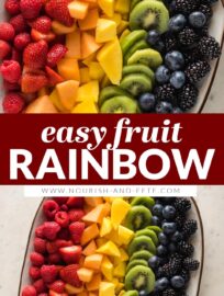 Oh so vibrant, this gorgeous Fruit Rainbow is an eye-catching yet simple way to jazz up basic fruit platters. Perfect for parties or brunch!