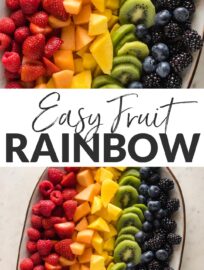 Oh so vibrant, this gorgeous Fruit Rainbow is an eye-catching yet simple way to jazz up basic fruit platters. Perfect for parties or brunch!