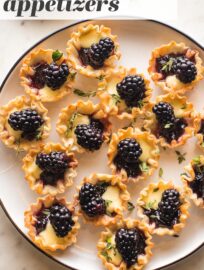 Petite and pretty, these miniature baked brie phyllo cups with blackberries, honey, and thyme are a beautiful finger food, easy to assemble and with a lovely contrast of textures.
