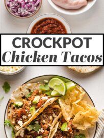 With just five ingredients and five minutes of prep, Crockpot Shredded Chicken Tacos are a meal you’ll reach for again and again! Make a big batch—Mexican shredded chicken freezes well and is delicious in tacos, bowls, enchiladas, and salads.