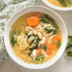 Bowls of white bean chicken soup.