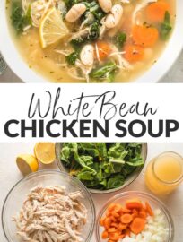 Bowls of this white bean chicken soup make a cozy, healthy, naturally low-carb meal. You'll love the tender veggies, hearty white beans, and zippy burst of lemon. You'll also love using rotisserie chicken to get this on the table in record time!