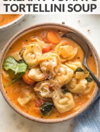 Cozy bowls of this Creamy Tomato Tortellini Soup are the perfect quick, easy, and filling meal. You'll love the creamy broth with rich tomato flavor, pillowy cheese tortellini, and tender veggies -- and that it only takes about 25 minutes to get on the table.