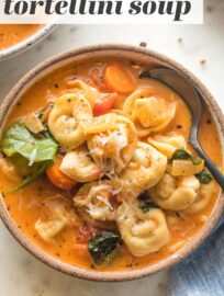 Cozy bowls of this Creamy Tomato Tortellini Soup are the perfect quick, easy, and filling meal. You'll love the creamy broth with rich tomato flavor, pillowy cheese tortellini, and tender veggies -- and that it only takes about 25 minutes to get on the table.