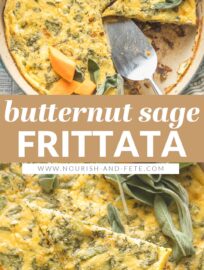 This Butternut Squash Frittata with sage is a delicious and easy one-pan recipe. Filled with woodsy sage, sweet red onion, and tangy Parmesan, it's fluffy, thick, and satisfying. This is the perfect way to enjoy butternut squash for breakfast--or breakfast for dinner!