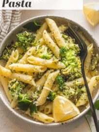 This quick yet hearty Lemon Broccoli Pasta is a true one-pot meal perfect for busy days. Tender broccoli, fresh garlic and lemon, and salty Parmesan combine to make this simple pasta shine.