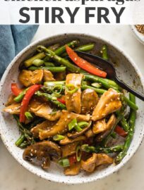 With tender bites of chicken, a rich sweet-and-savory sauce, and a medley of good-for-you veggies, this 25-minute Chicken Asparagus Stir Fry is a crave-inducing weeknight wonder. Best of all, it's quick and simple to make with easy-to-find ingredients.