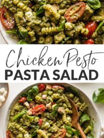 This easy-to-make Chicken Pesto Pasta Salad shines with fresh ingredients and tons of flavor. It's a lovely quick lunch or dinner, and is a terrific go-to for any warm-weather BBQ, potluck, or picnic. Easy to make ahead, and it only gets better with a day in the fridge.