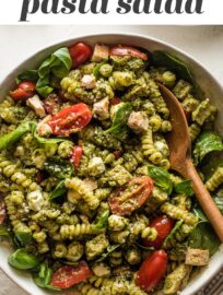 This easy-to-make Chicken Pesto Pasta Salad shines with fresh ingredients and tons of flavor. It's a lovely quick lunch or dinner, and is a terrific go-to for any warm-weather BBQ, potluck, or picnic. Easy to make ahead, and it only gets better with a day in the fridge.