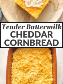 Perfect buttermilk cornbread with cheddar cheese made in minutes - no mixer required! Tender center, slightly crisp edges, pure heaven.