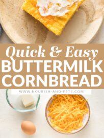 Perfect buttermilk cornbread with cheddar cheese made in minutes - no mixer required! Tender center, slightly crisp edges, pure heaven.