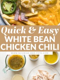 The best White Bean Chicken Chili you'll ever eat! Healthy and flavorful, packed with tender chicken, creamy cannellini beans, and a simple yet irresistible base of salsa verde and green chiles. It's highly adaptable and unbelievably easy to make in less than 30 minutes. Freezes well, too!