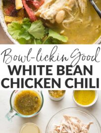 The best White Bean Chicken Chili you'll ever eat! Healthy and flavorful, packed with tender chicken, creamy cannellini beans, and a simple yet irresistible base of salsa verde and green chiles. It's highly adaptable and unbelievably easy to make in less than 30 minutes. Freezes well, too!