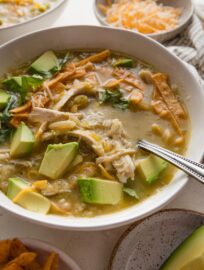 This is without a doubt the most delicious white bean chicken chili—and the easiest to make! Each bowl is packed with tender chicken, creamy cannellini beans, and a simple yet irresistible base of salsa verde and green chiles. It's highly adaptable, takes less than 30 minutes to make, and freezes well.