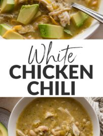 This is without a doubt the most delicious white bean chicken chili—and the easiest to make! Each bowl is packed with tender chicken, creamy cannellini beans, and a simple yet irresistible base of salsa verde and green chiles. It's highly adaptable, takes less than 30 minutes to make, and freezes well.