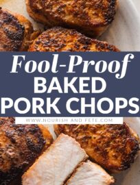 Easy to make and flavorful, with a beautiful golden crust and tender, juicy interior, these Baked Boneless Pork Chops are simply the best oven-baked pork chops you’ll ever have. Best of all, you just need pantry staples and about 5 minutes of prep work!