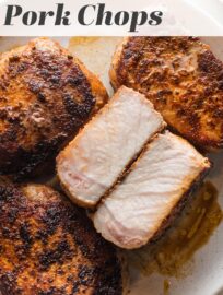 Easy to make and flavorful, with a beautiful golden crust and tender, juicy interior, these Baked Boneless Pork Chops are simply the best oven-baked pork chops you’ll ever have. Best of all, you just need pantry staples and about 5 minutes of prep work!