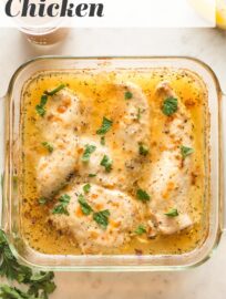 Baked Chicken with Italian dressing is one of the absolute easiest ways to get a home-cooked meal on the table. With 3 ingredients and less than 5 minutes of prep, you could practically make this in your sleep, but you'll never know it when you taste the tender chicken and zippy Italian flavors. So easy and flavorful, you'll LOVE this.