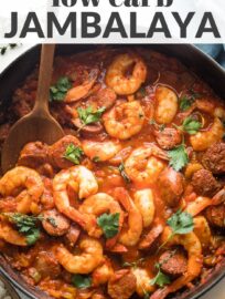 An easy recipe for Jambalaya without rice comes together quickly for a flavorful and flexible meal. Add rice - or don't! - as desired!