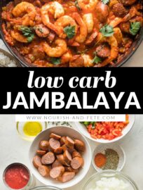 An easy recipe for Jambalaya without rice comes together quickly for a flavorful and flexible meal. Add rice - or don't! - as desired!