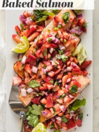 This easy roast Salmon with Strawberry Salsa feels elegant but takes just 20 minutes and minimal effort. Perfect for summer weeknights and entertaining!