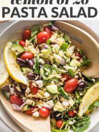 This simple and flavorful Lemon Orzo Salad is so easy to toss together and is a perfect side dish or light main. It's packed with creamy feta, crisp cucumbers, tangy olives, fresh herbs, and a simple yet delicious lemon vinaigrette.